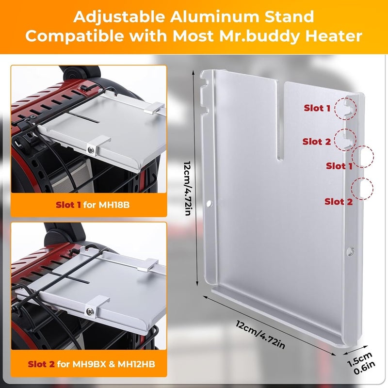 XTIMES Wood Stove Fan Bracket, Multi-Purpose Heater Bracket, Compatible with Buddy Heater Fireplace Fan, Aluminum, Silver, Wall Mount, Medium Size - Image 2